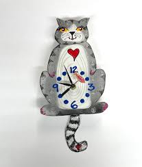 Cat Pendulum Wall Clock With Swinging
