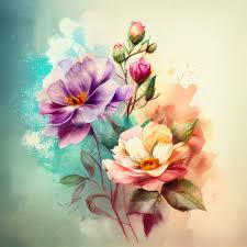 Premium Photo | Beautiful watercolor flowers painting pastel mood