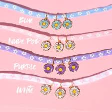 2pc Shoelace Charms Daisies Aesthetic Shoe Laces Decoration Shoe Charm Converse Accessories Purple Daisy Blue Daisy Pink Daisy