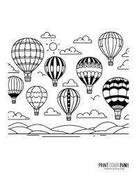 hot air balloon clipart coloring pages