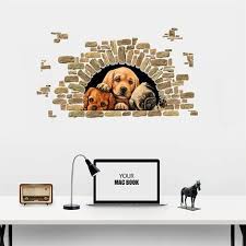 Cute Three Dogs Wall Decals 3d Pet