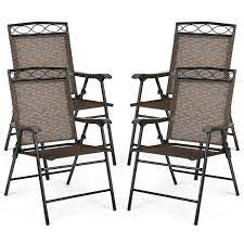 Set Of 4 Patio Folding Chairs Costway