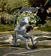 Handcrafted Aluminum Reading Frog Bird