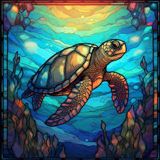 Sea Turtle Stained Glass Window Sea