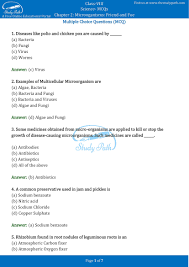 Class 8 Science Chapter 2 Microorganisms Friend and Foe MCQ with Answers