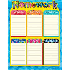 Homework Poster Chart Homework Chart Classroom Charts
