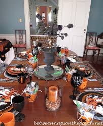 halloween decorating and table setting