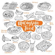 The southeast asian country of malaysia has great cultural diversity. Hand Drawn Malaysian Food Doodles Vector Illustration Royalty Free Cliparts Vectors And Stock Illustration Image 92574085