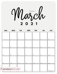 Download 2021 calendar printable with holidays, hd desktop wallpapers, yearly and monthly templates, 12 months, 6 months, half year, pdf, ms word, excel, floral and cute. Cute Free Printable March 2021 Calendar Saturdaygift