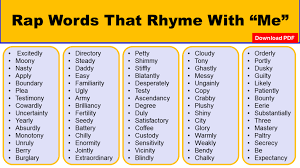 200 rap words that rhyme with me