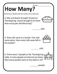 Part of a collection of free pdf reading and math worksheets from k5 learning. Thanksgiving Word Problems First Grade Thanksgiving Math Word Problems 1st Grade