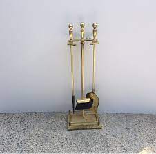 Vintage Fireplace Tool Set 3 Brass