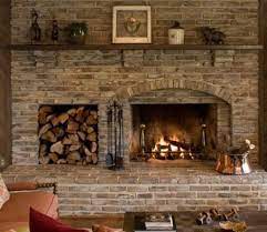 Brick Fireplace With Wood Storage