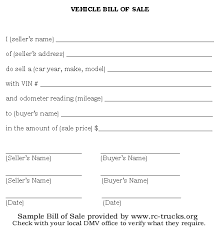 Car Bill Of Sale Printable