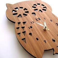 Laser Cut Owl Shape Wooden Wall Clock