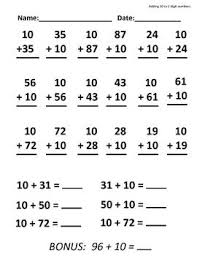 Adding 10 To 2 Digit Numbers Teacher Addition Worksheets
