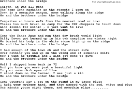 Bruce Springsteen Song Brothers Under The Bridge Lyrics