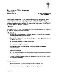 Accounting Office Manager Job Description 10 17 St John