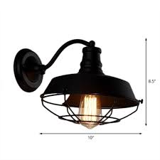 Barn Sconce Wall Lighting Farmhouse Iron 1 Light Wall Sconces With Cage For Hallway Beautifulhalo Com