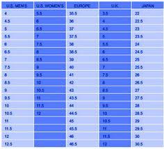 U S Men To Women Shoe Size Conversion Chart Canvas