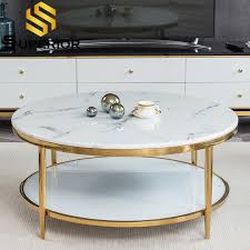 White Round Marble Top Coffee Table