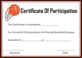 Basketball Certificate Of Participation Template