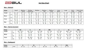 Gul Mens Size Chart Wetsuit Warehouse