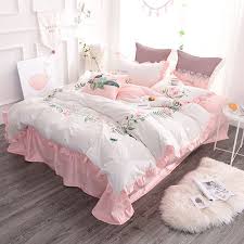 White And Pink Printed Bedsheet