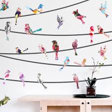 Watercolor Birds On A Wire Wall Decals