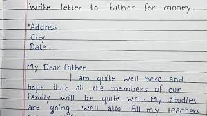 write a letter to father for money