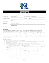 Sample Clinic Medical Assistant Job Description Templates