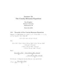 The Cauchy Riemann Equations