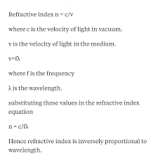 Refractive Index And The Wavelength
