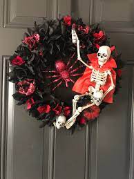Halloween Wreath Halloween Decor Skeleton Wreath Black - Etsy