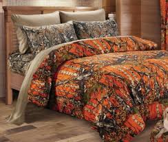 7pc King Orange Camo Woodland Comforter