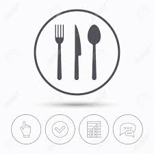 Fork Knife And Spoon Icons Cutlery Symbol Chat Speech Bubbles
