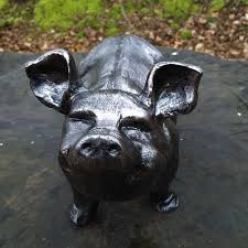 Antique Bronze Nosey Pig Garden Ornament