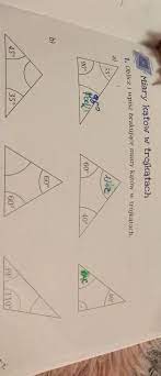 1 zadanie oblicz i wpisz brakujące miary kątów w trójkątach strona 57  matematyka z plusem klasa 5 - Brainly.pl