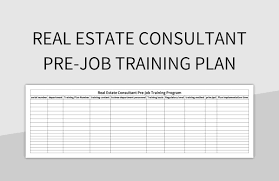pre job training plan excel template