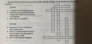 Use The Clues To Fill In The Crossword