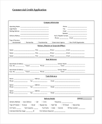 Commercial Credit Application Form Commercial Credit Application
