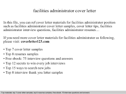 Facilities Administrator Cover Letter