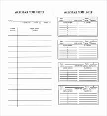 Free Roster Templates Printable For Volleyball Lineup Sheet