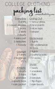 College Clothing Packing List Influenceher Collective Pinterest
