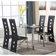 Maybe you would like to learn more about one of these? 5 Piece Glass Dining Table Set 4 Leather Chairs Kitchen Furniture Walmart Com Walmart Com