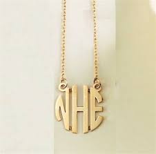 Details About Monogram Necklace 3 Block Letter 1 Inch 25mm 10k Or 14k Rose Yellow White Gold
