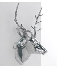 aluminum silver deer head wall mount decor
