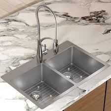 Kitchen kitchen easier and more enjoyable with undermount. Elkay Crosstown Drop In Undermount Stainless Steel 33 In 2 Hole Double Bowl Kitchen Sink With Bottom Grids Hddb332292f The Home Depot