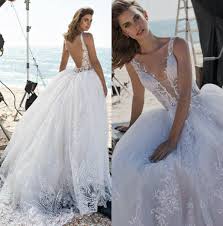 Discount 2019 Pnina Tornai A Line Sexy Wedding Dresses Spaghetti Backless Lace Bridal Gowns Sweep Train Plus Size Beach Wedding Dress A Line Wedding