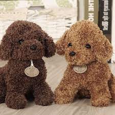 shulemin cartoon poodle dog puppy plush stuffed doll huggable toy home ornament gift dark brown